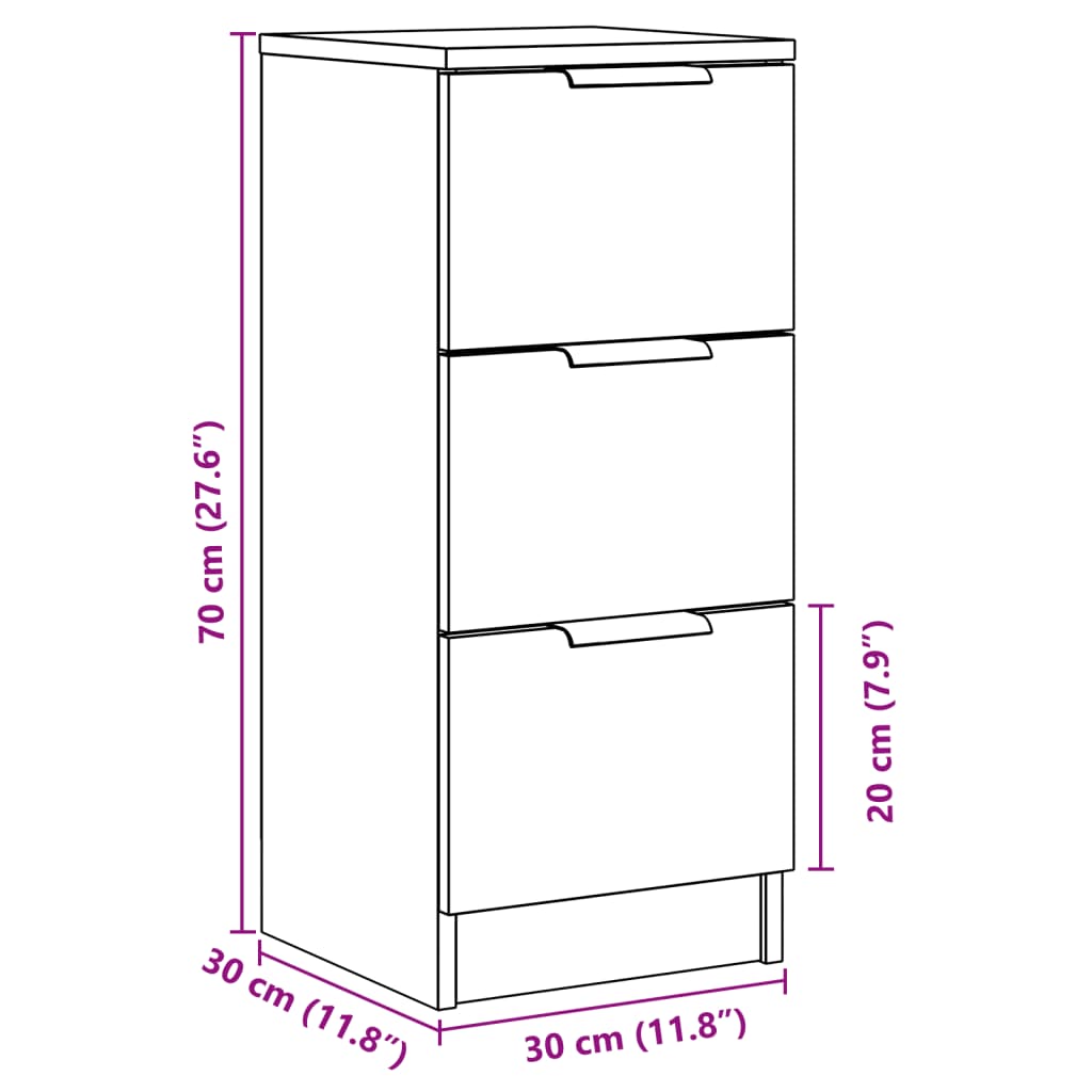 Sideboards 2 pcs Old Wood 30x30x70 cm Engineered Wood